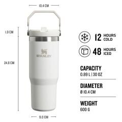 Stanley The IceFlow Flip Straw Pipetli Termos Bardak 0,89 LT - Beyaz