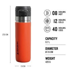 Stanley The Quick Flip Paslanmaz Çelik Termos 0.70 LT- Turuncu