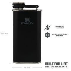 Stanley Klasik Paslanmaz Çelik Cep Matarası 0.23 Lt - Siyah